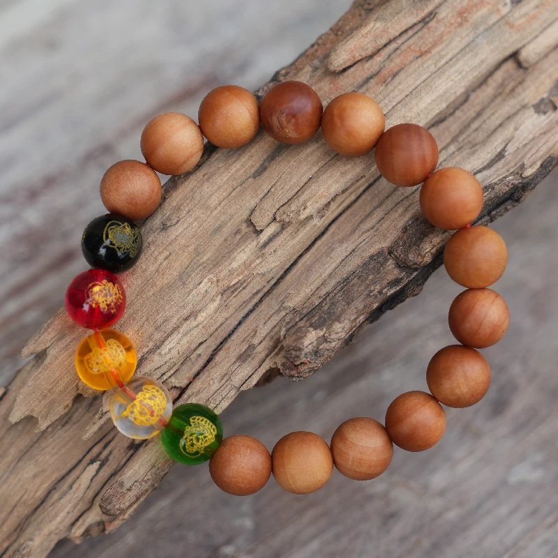 非金属布艺手链 五路桃木手串手链男女款百搭五路财S手串女生礼物