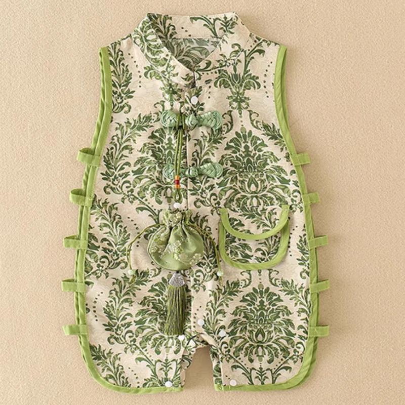 【琵琶衣赠荷包】婴儿连体衣夏季薄款唐装宝宝中国风满月哈衣无袖