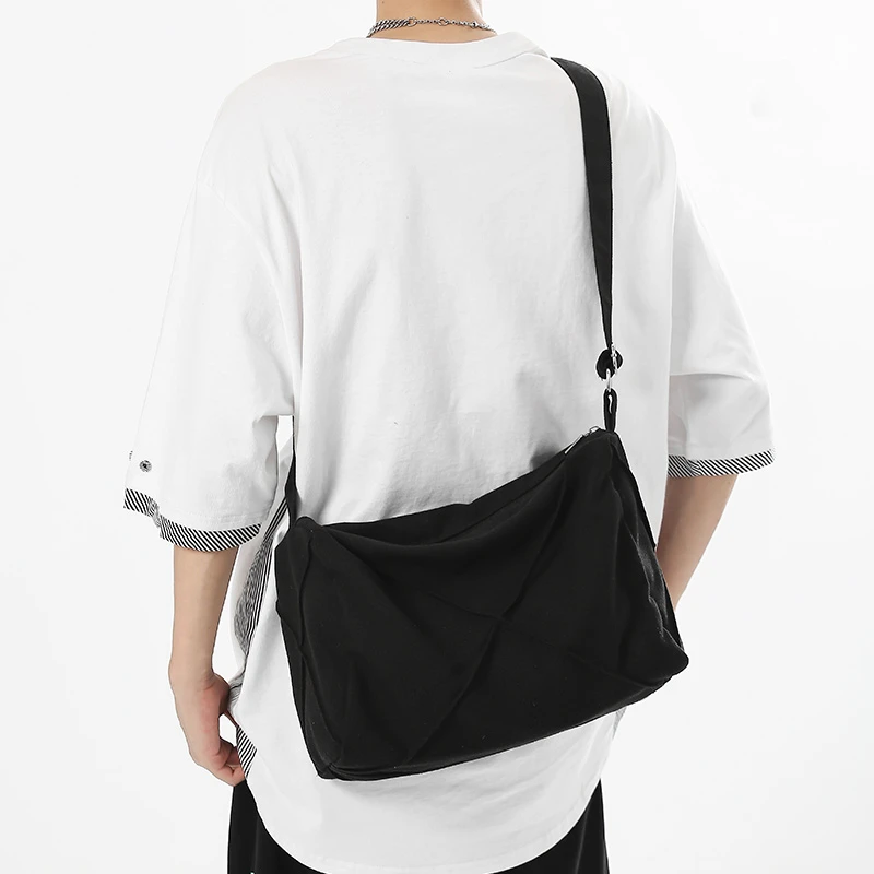 大牙帆布单肩包男ins潮牌休闲百搭新款斜挎包上课通勤轻便背包女