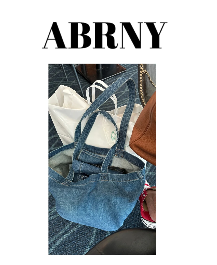 【布尤特】百搭复古大容量牛仔布袋简约单肩包女