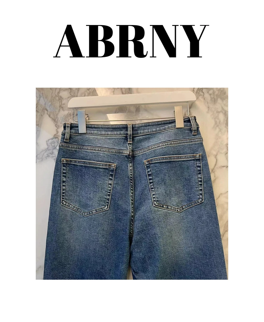ABRNY【捷豹】进口面料初春浅蓝色牛仔裤秋冬显瘦修身百搭3584