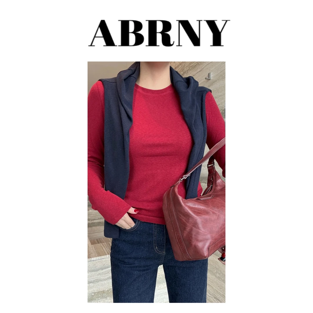 许小黑【衣橱必备】时尚休闲百搭纯色圆领长袖T恤秋冬6189