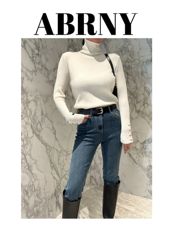 许小黑【经典再现加绒款】烟管秋冬显瘦修身牛仔裤水洗弹力60120-5