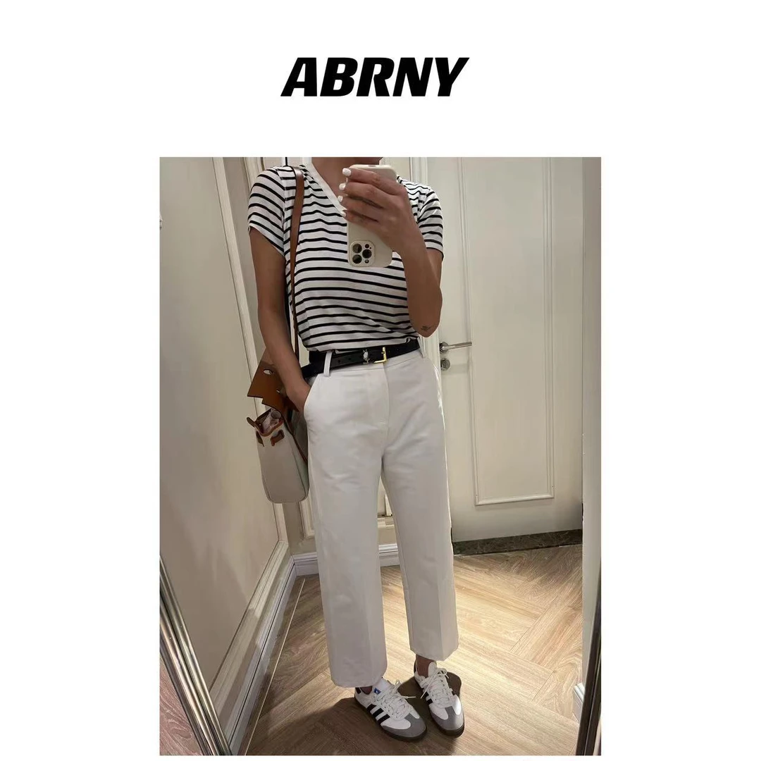 许小黑【北欧风情】百搭显瘦休闲裤英伦风直筒九分西裤7113