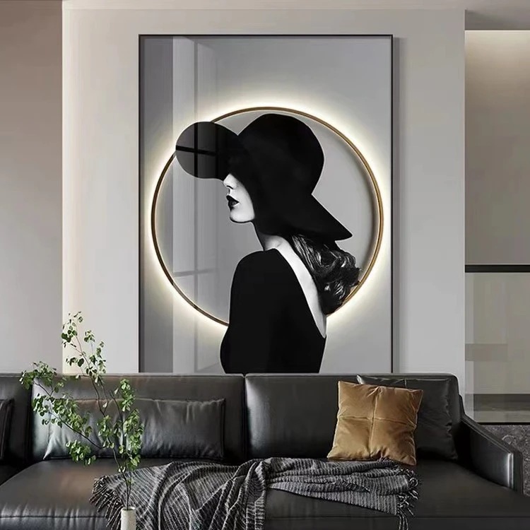 【科画-帽子女郎】【落地/玄关画】人像装饰画落地画简约玄关壁画