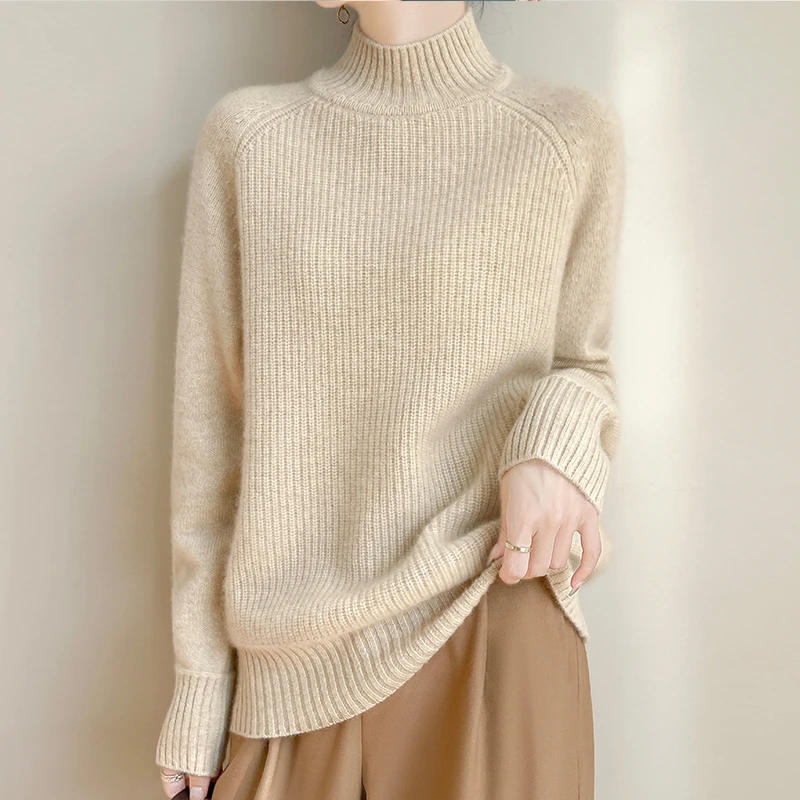 100%小羊羔低层超细绒毛~贝嫂同款~7针3股加厚不扎宽松毛衣女