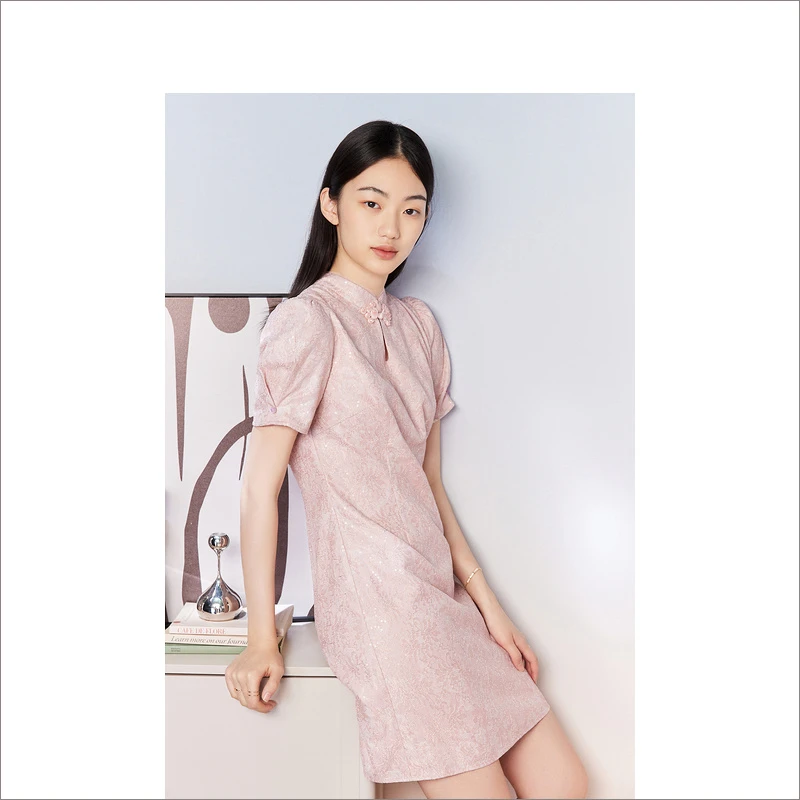 Goodland美地夏季气质中国风优雅减龄旗袍新女装连衣裙LC63205716