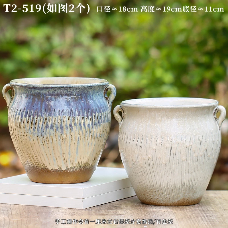 T2-519手工粗陶大口径多肉花盆法师陶罐多肉盆绿植物透气盆
