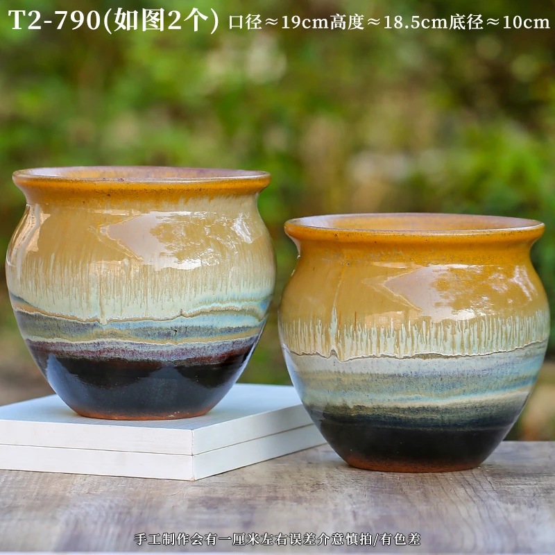 T2-790宜兴多肉老桩花盆陶瓷植物创意个性山水盆粗陶高款家用