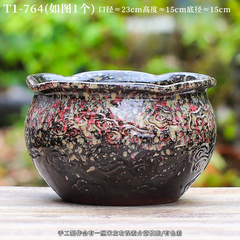 T1-764宜兴粗陶大口花盆室内发财多肉盆蝴蝶兰盆吊兰绿植大盆