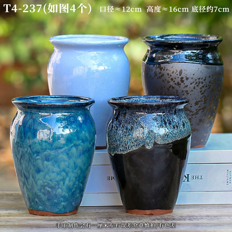 T4-237多肉老桩花盆陶瓷植物创意个性大小口径粗陶高款家用大号