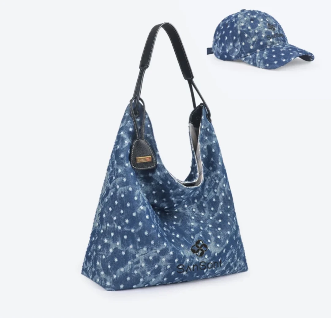 【Susan静】牛仔包V型托特个性不规则菱形时尚单肩包女士潮流大包