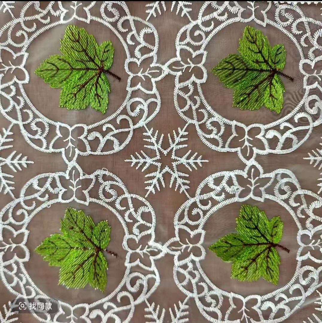 白色绿叶-60cm*60cm以上多尺寸多用防尘盖布盖巾绣花长方形多功能