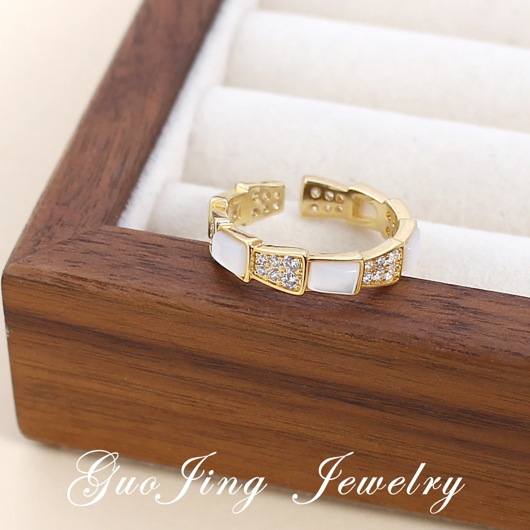 铜合金合成锆石戒指 【Hellen姐姐】时尚个性蛇骨戒指简约精致