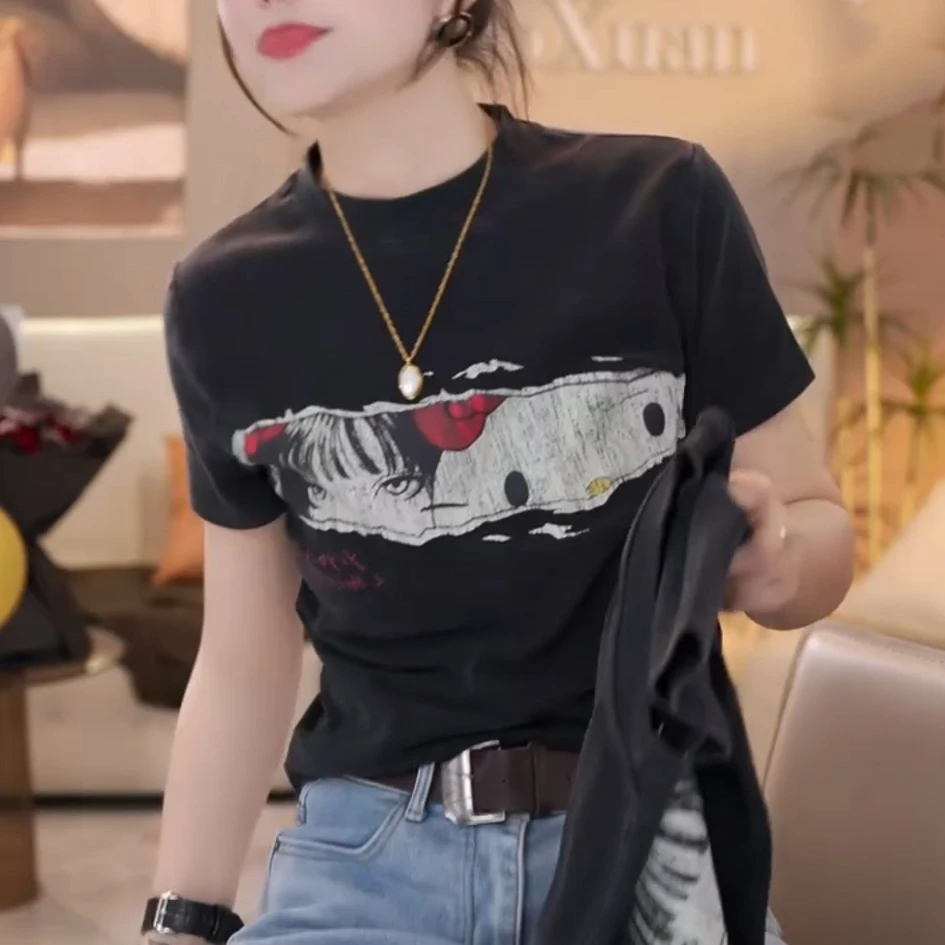 (QYY)新款富江kitty猫创意印花打底衫上衣T恤LK2500431