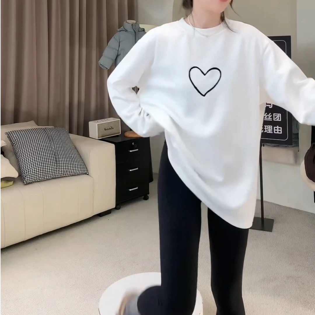 秋冬新款爱心长袖百搭圆领休闲T恤LK2500467