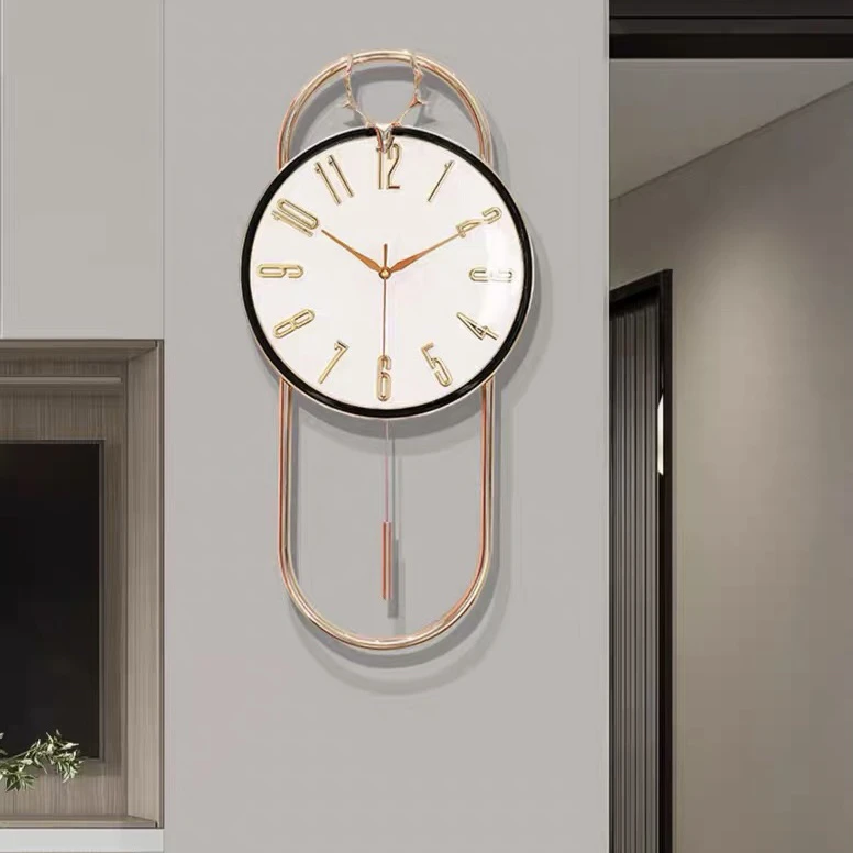 康巴丝挂钟静音家用客厅卧室创意简约钟表时尚典雅石英钟钟摆3368