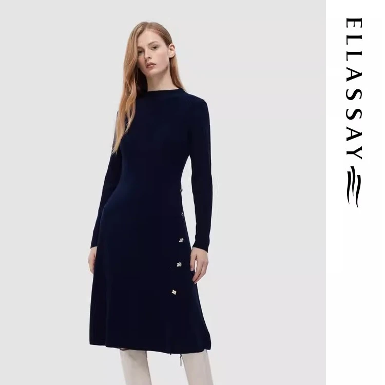 【格雷系】歌力思秋冬新款羊毛百针织长裙女装连衣裙EWD344M03100