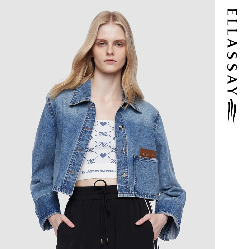 ELLASSAY歌力思2025早春新款通勤牛仔短外套女EWD361N00400