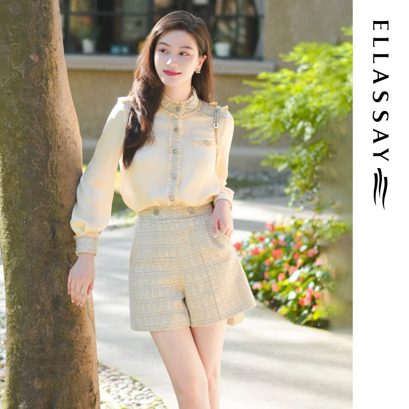 【博主同款】ELLASSAY歌力思新款小香风西裤短裤名媛EWE323K04500
