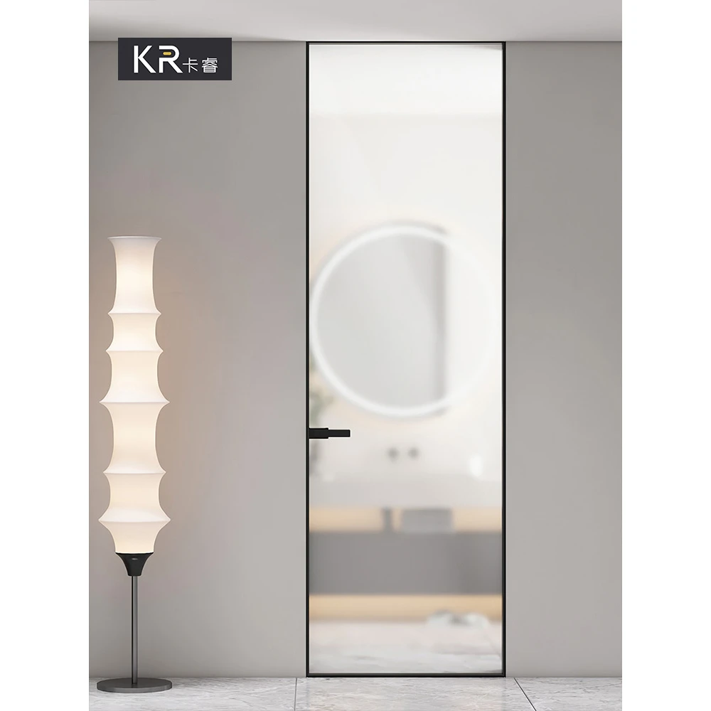 无框极窄玻璃门隐框厕所门包套平外内开超白欧灰油砂定制卫生间门