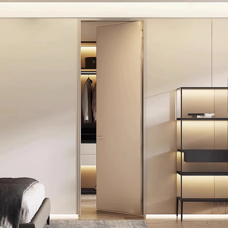 极简外平内开卧室铝木门房间门卧室门窄边框磁吸静音房门无油漆门