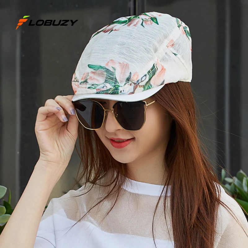 鸭舌帽女夏季防晒显脸小蓓蕾帽网眼透气镂空帽子女夏季薄款贝雷帽