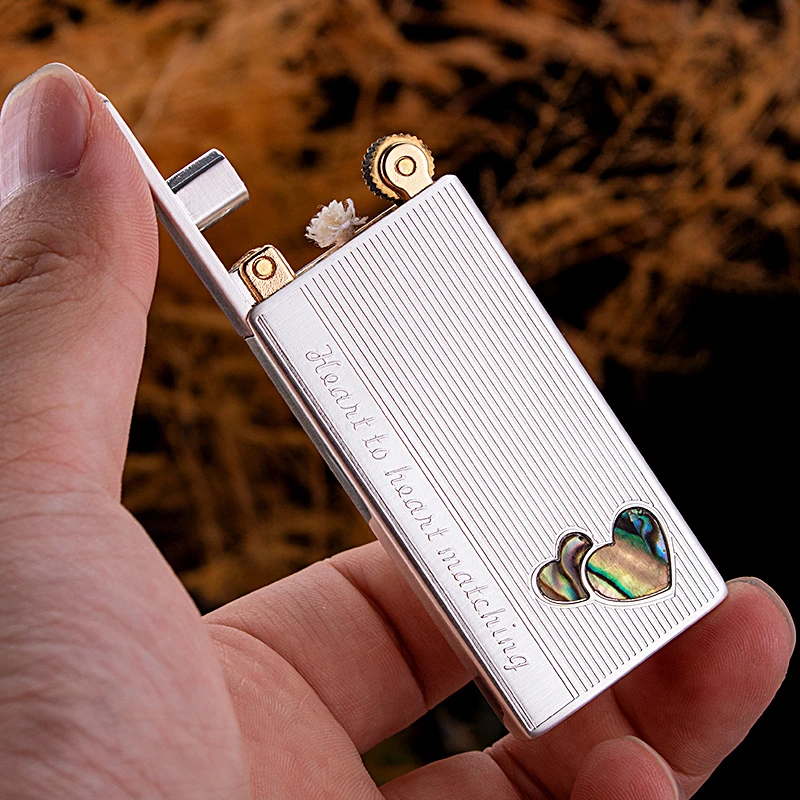 佐罗炫酷创意打火机超薄升降机黄铜彩贝镶嵌情人节送男友高档个性