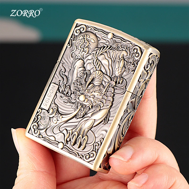 zorro盔甲貔貅煤油打火机防风创意个性5面精雕立体复古怀旧送男友