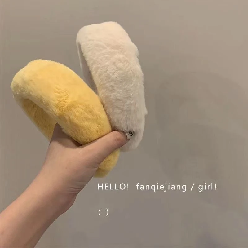 韩国加厚毛绒发箍女秋冬法式复古百搭宽边压发发卡网红新款头箍I