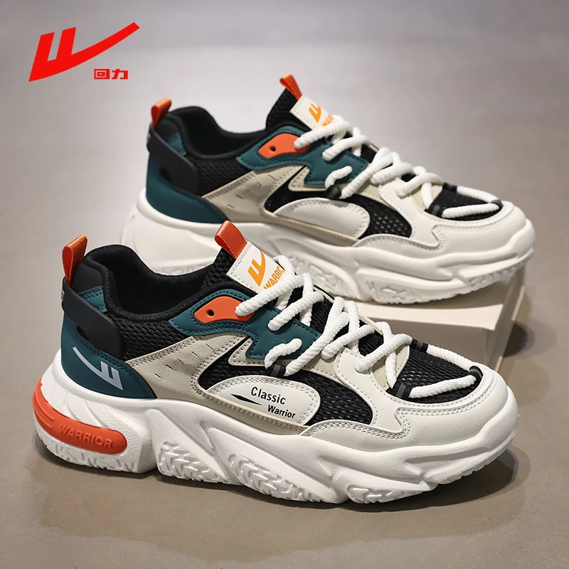 回力秋季男鞋透气镂空网面运动休闲鞋子男款百搭厚底增高老爹潮鞋