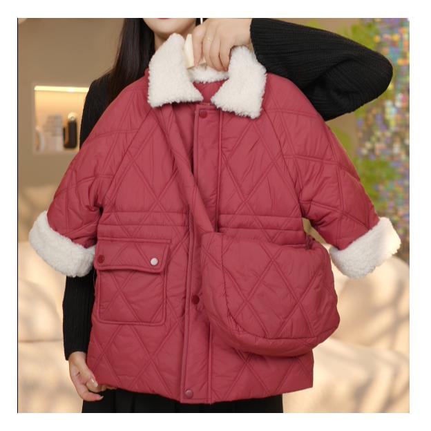 〖宝甜SWEET〗女童秋冬新款韩版红色翻领加厚外套BW8005