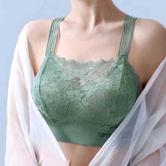 美背内衣文胸一体小胸打底大码女背心薄款蕾丝无痕聚拢性感防走光