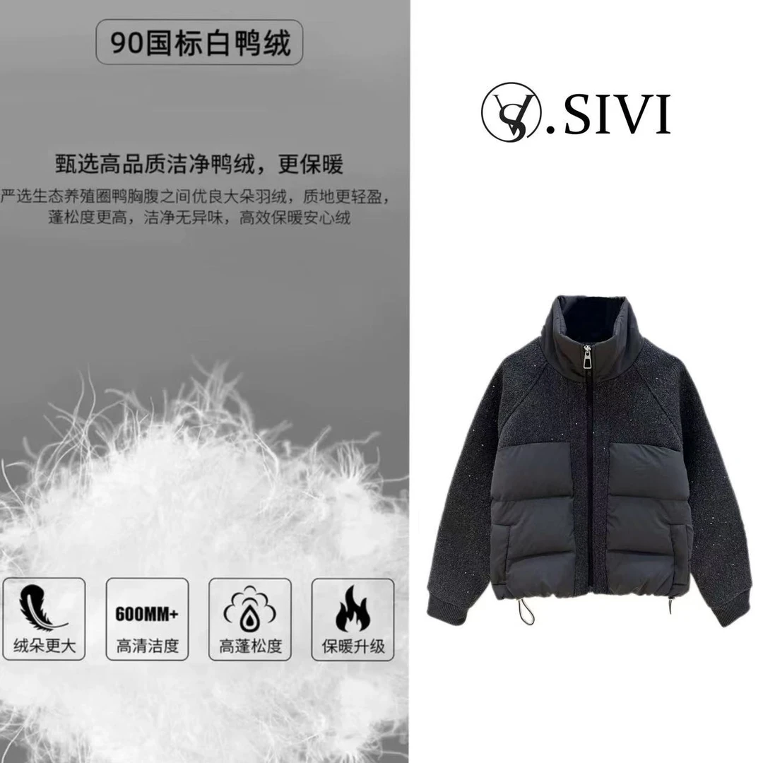 熙薇【繁星点缀】冬季新款90白鸭绒时尚羽绒服外套F7435