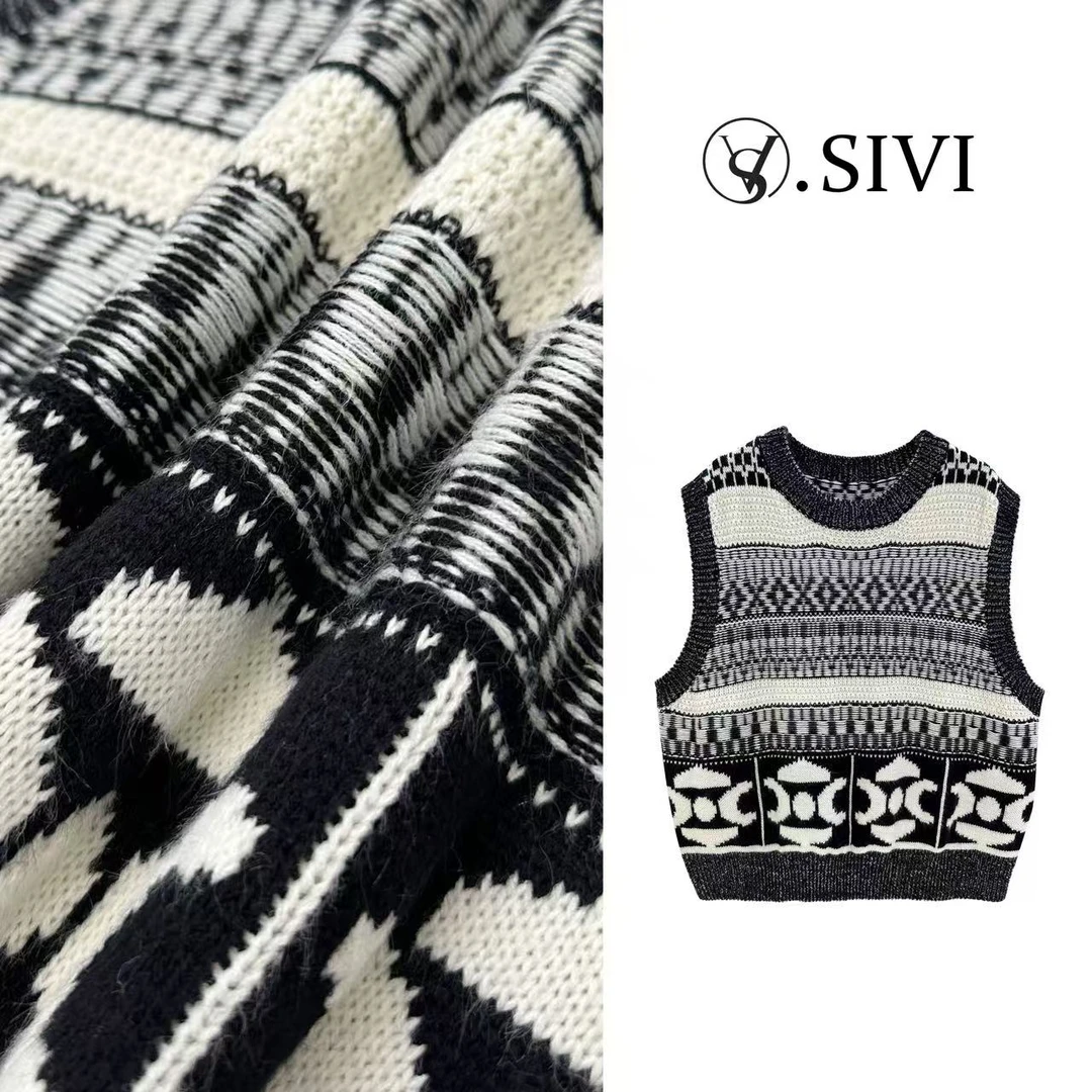 熙薇气质毛衣马甲【摩斯密码】冬季新款时尚休闲上衣F7479