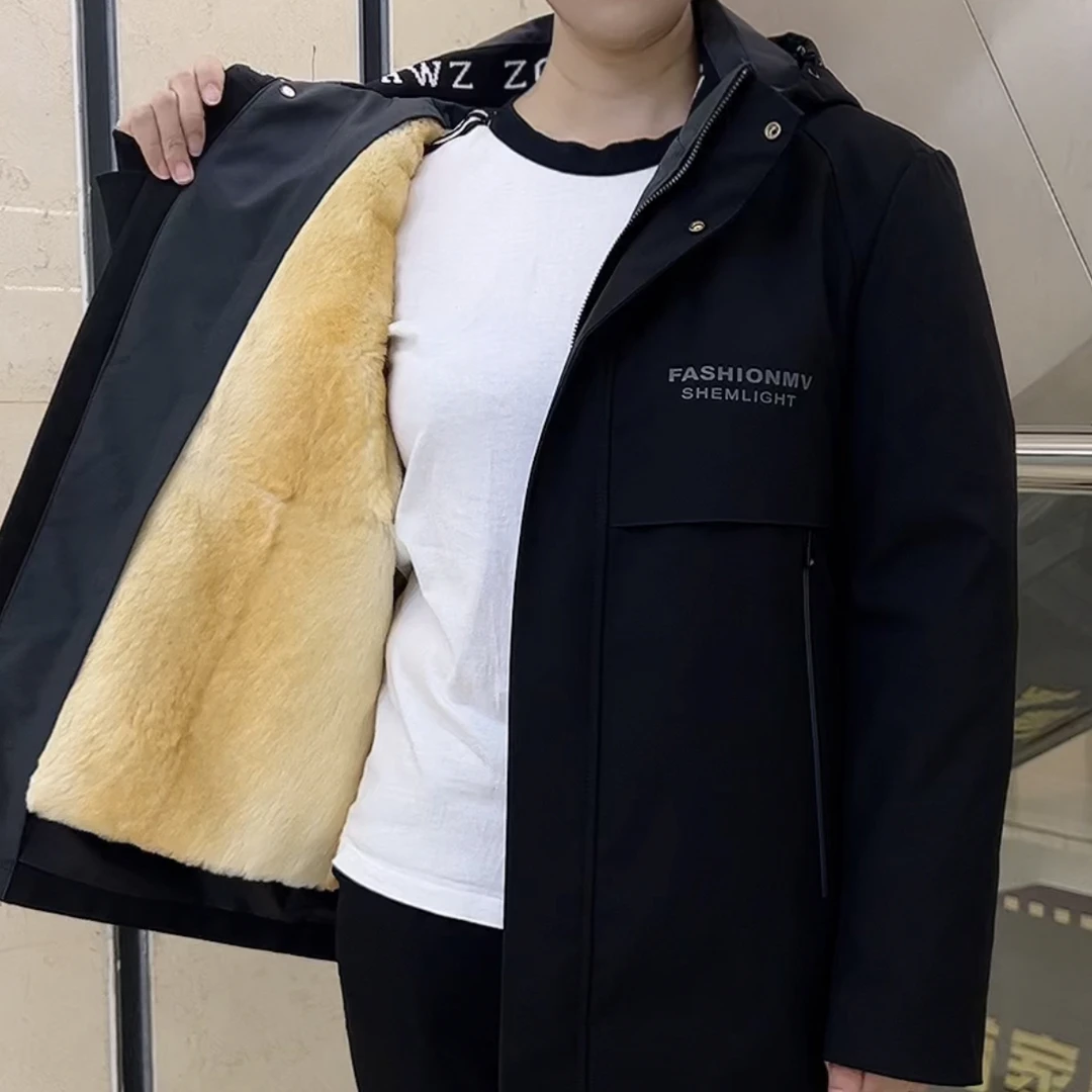 男款金色兔短款高品质派克服冬季保暖加厚休闲外套