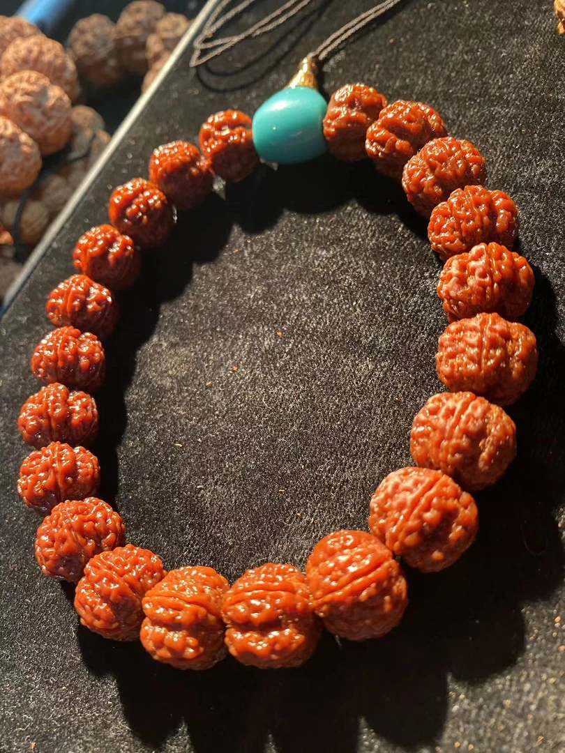 印尼产地直发散籽自己成串原皮原色赤玉梅花小手持佛珠手链牛津红