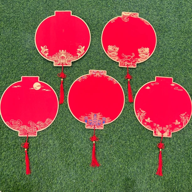 大风堂新年灯笼形蜡染福卡中国结挂件空白手写毛笔书法福字纸