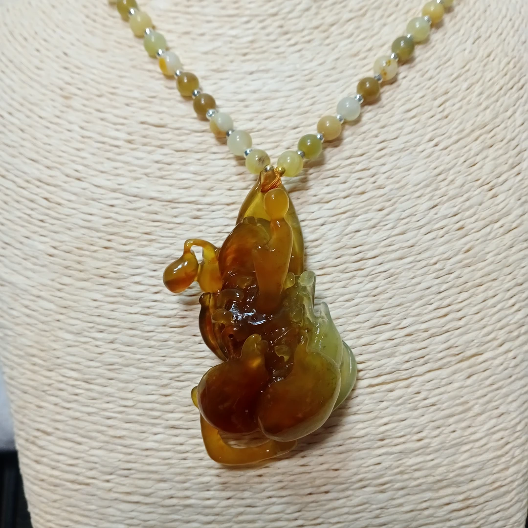 岫玉吊坠悟道毛衣链挂件配饰珠宝玉器辽宁岫岩工厂定制天然手工