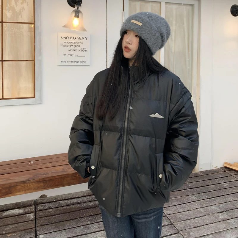 橘子树在哪儿美式90绒立领羽绒服女冬季袖子可拆卸宽松中性风外套