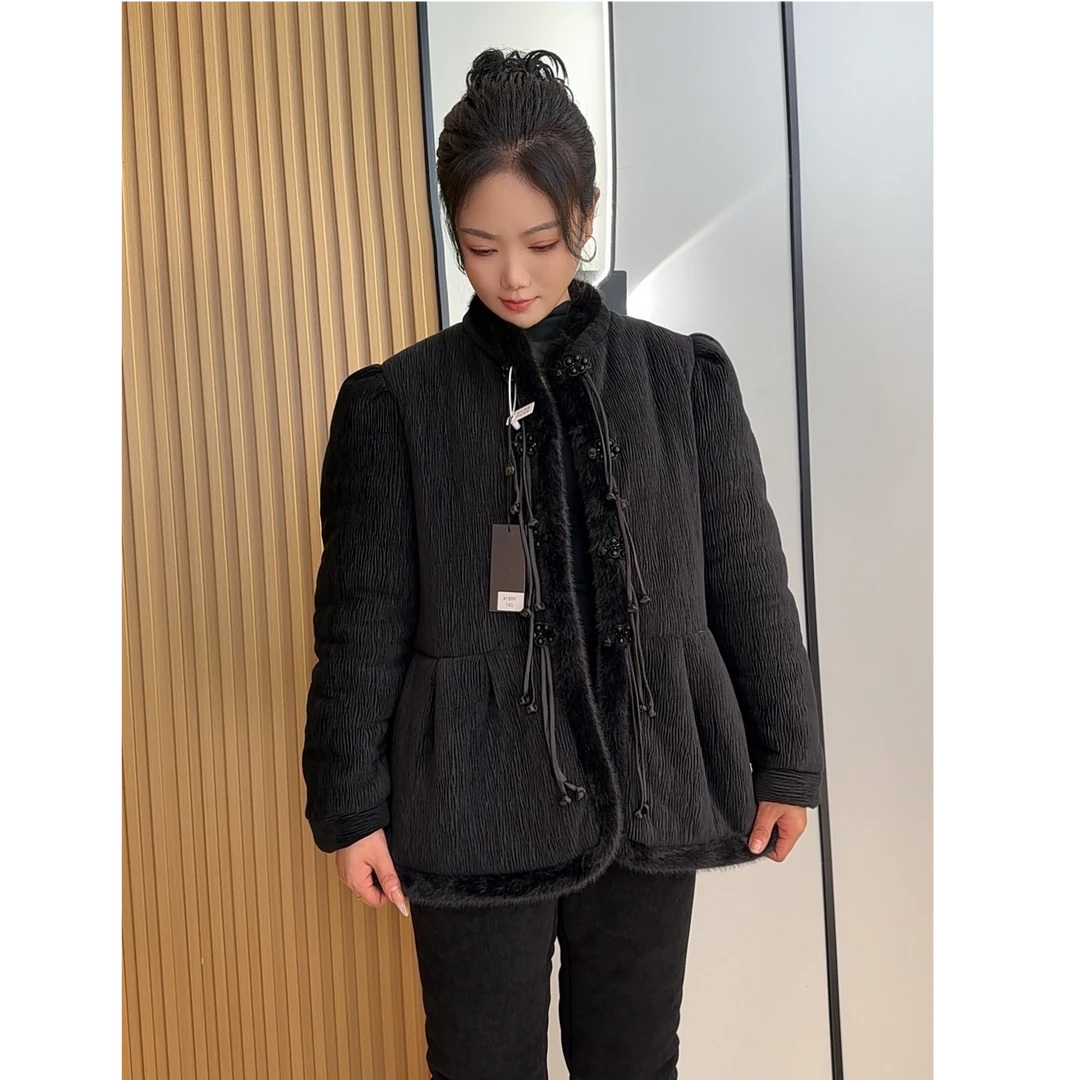 2024冬季新款小香风睡衣家居服套装时尚百搭外穿保暖棉服俩件套女