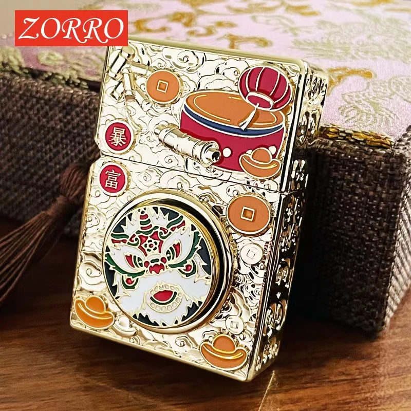 ZORRO佐罗立体重甲机复古转盘吉祥如意醒狮款煤油打火机