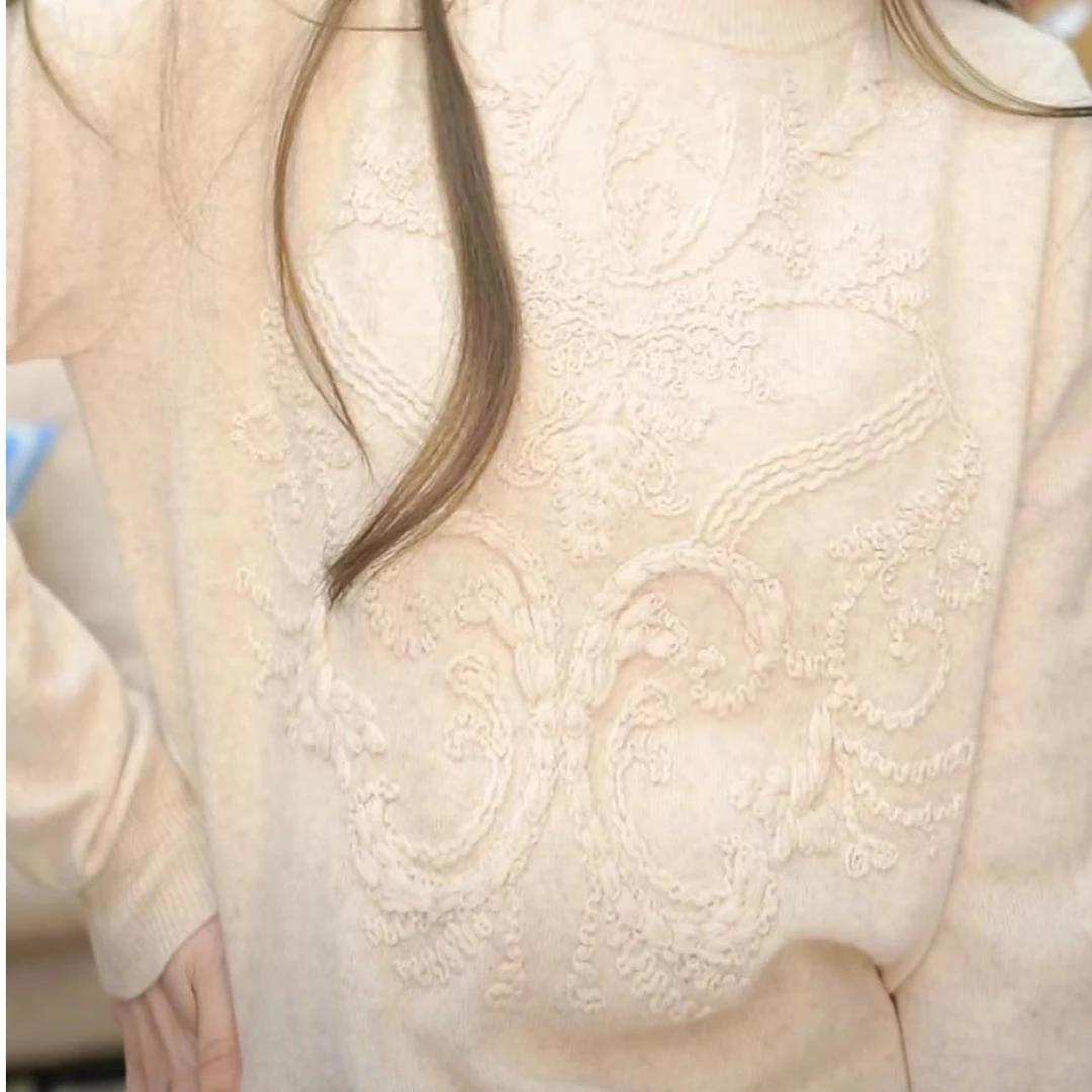 圆领纯色长袖保暖羊毛打底上衣秋冬#QSSD1022