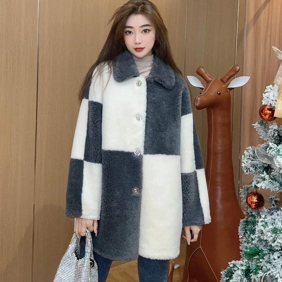 白紫大衣秋冬气质小香风网红短款羊毛外套#QSXHR20501