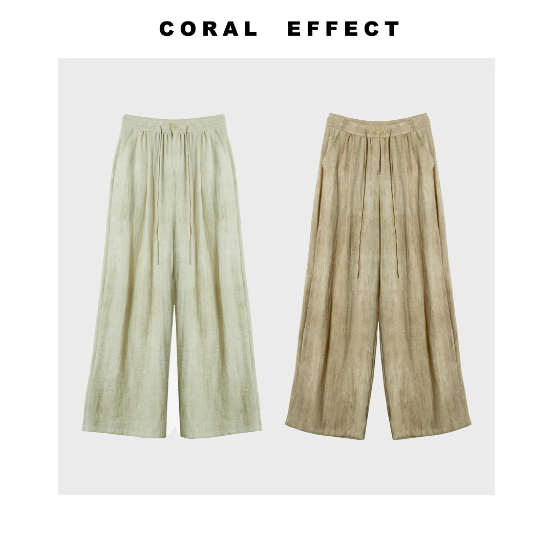 【稻花】扎染风2025春夏新款小众设计百搭冰感直筒休闲裤8003