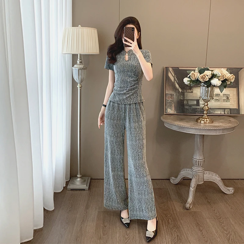 休闲套装女装短袖高腰显瘦气质时尚夏季高级感洋气宽松减龄两件套