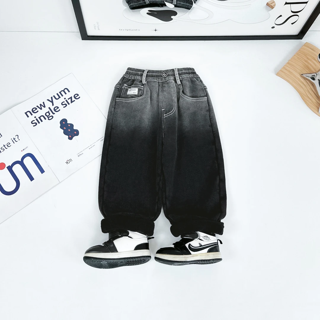 男童新牛仔裤加绒裤子儿童2024新款秋冬装 D-XUE171 悠悠童话童装