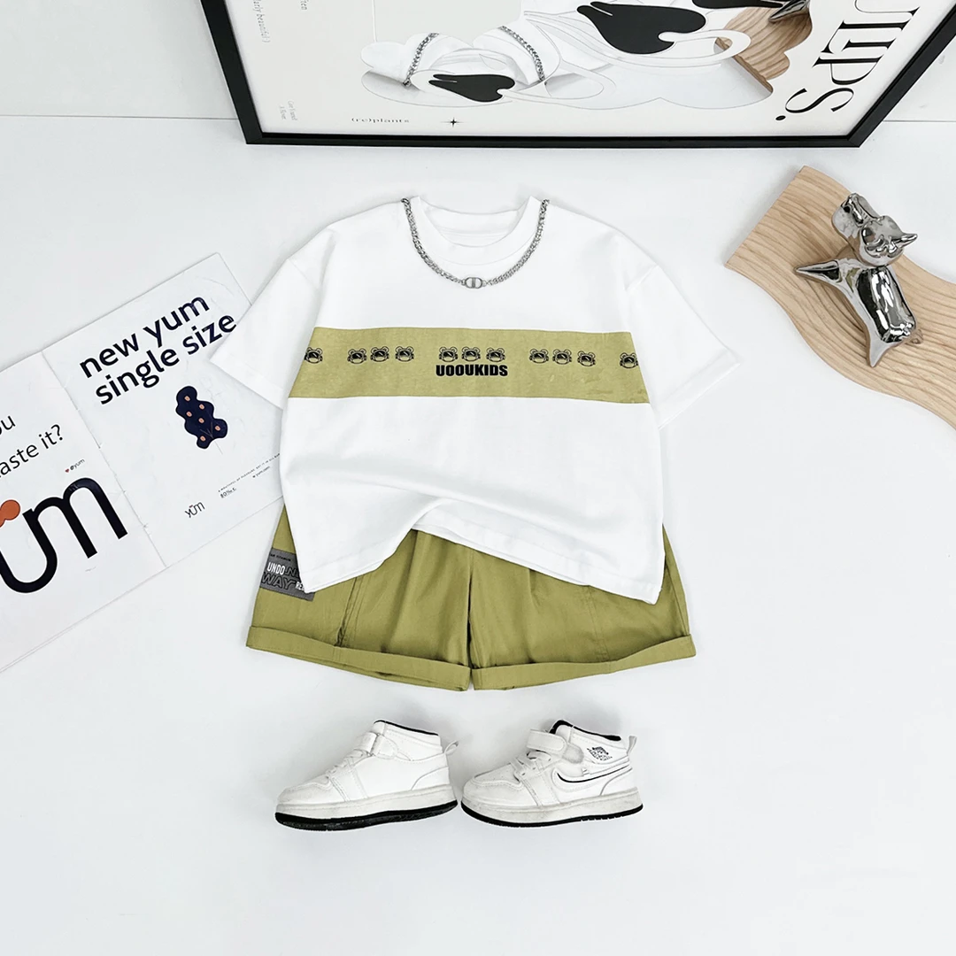 童装男童夏装套装夏季2024新款中大儿童宝宝短袖两件套 D-YC6698