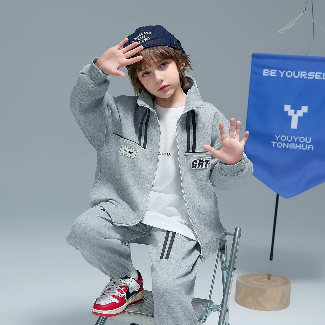 男童套装2024春秋舒适休闲运动长袖长裤中大童儿童两件WYSP810057