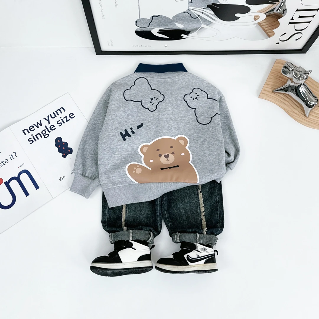 儿童卫衣长袖2024秋男童春秋上衣 D-HZ241073 悠悠童话联名泰迪熊